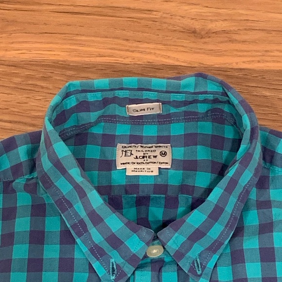 J. Crew Slim Fit L/S Blue Plaid Dress Shirt Size M - Picture 5 of 5
